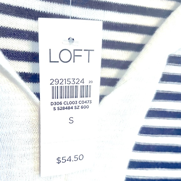 NWT - Loft Navy Blue Striped Top w/Tassels - Size Small - Picture 6 of 6